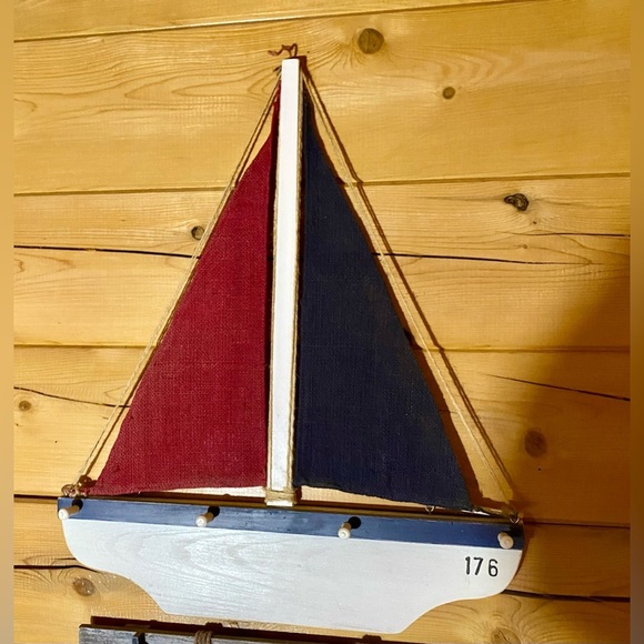 Source Unknown Other - Wood & Canvas Sailboat Wall Decor with Pegs